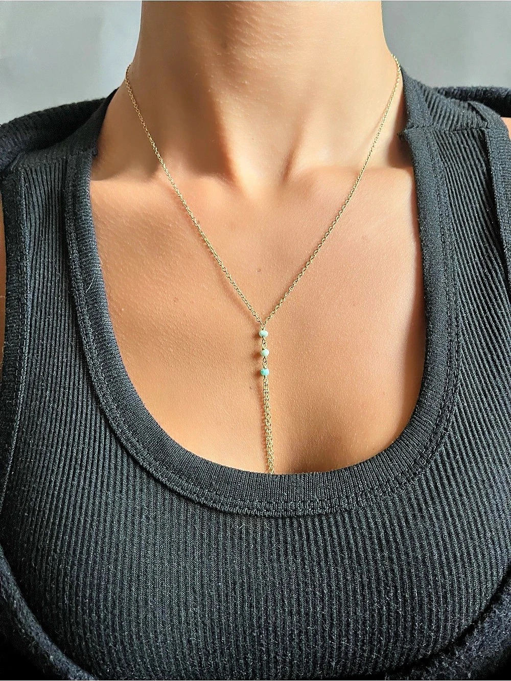 Gold & real turquoise necklace/ handchain